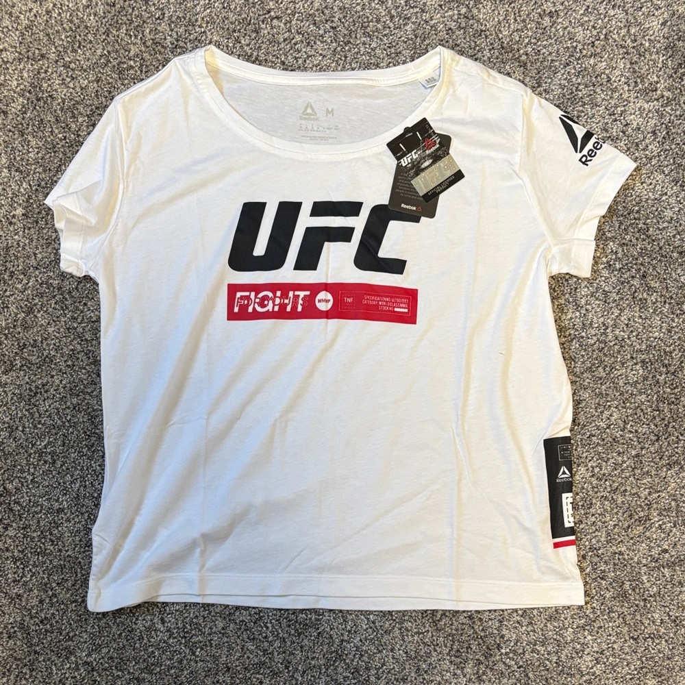 Reebok UFC White Tee with Black and Red Accents